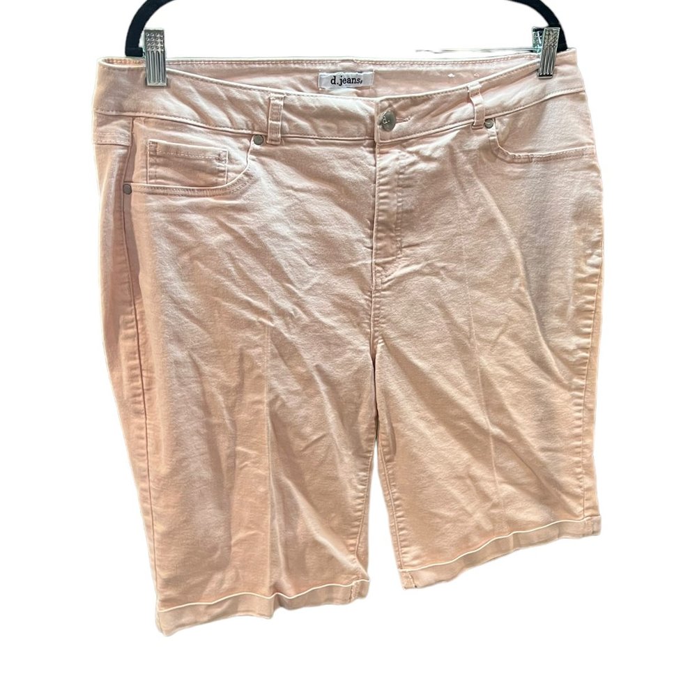 D.Jeans Womens Short 5 Pockets Flat Front Bermuda Beige 18W